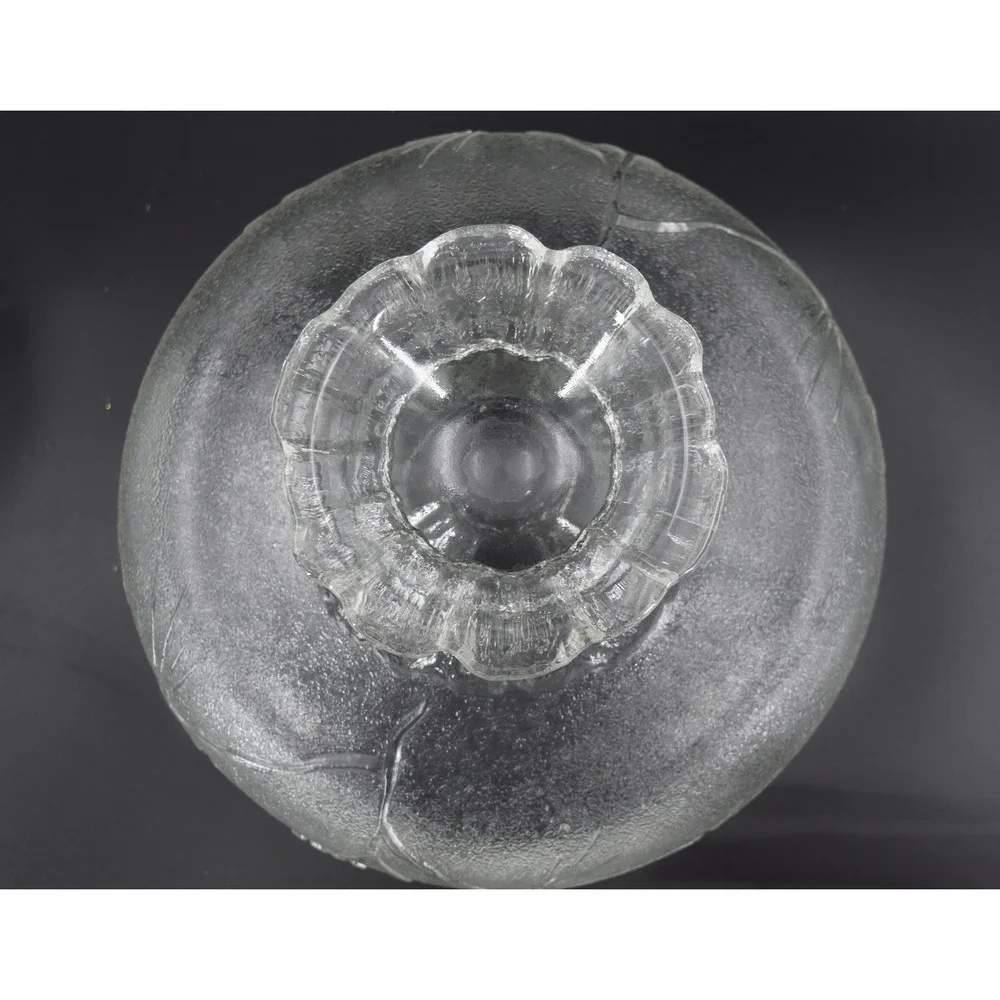 Vintage Pinecone Textured Glass Pedestal Bowl and 4 Serving Cups Set Clear Good